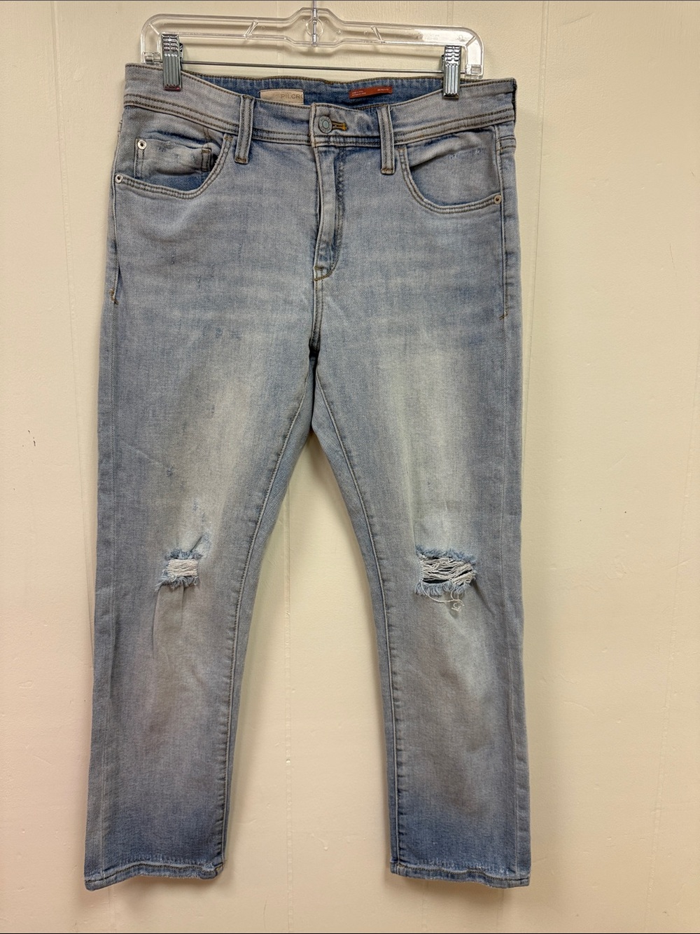Pilcro anthology Light Wash Distressed Skinny Jeans - Knee Rips